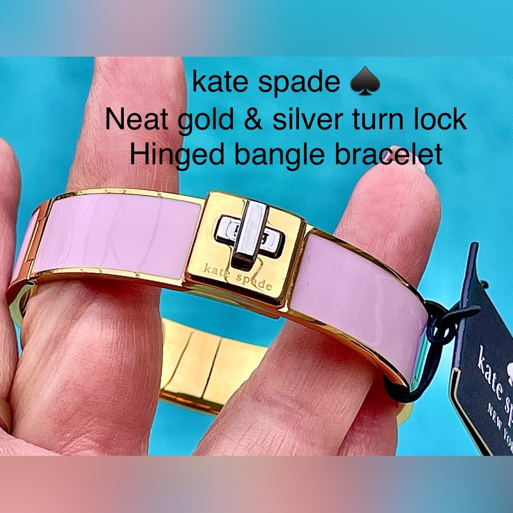 Kate Spade RP$139 NWT Turn-lock Bangle Bracelet-hinged light pink/enamel on gold